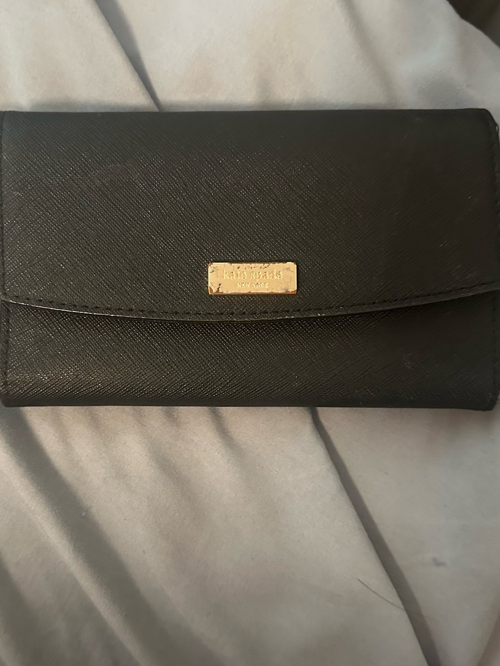 kate spade Black Textured Leather Wristlet Clutch